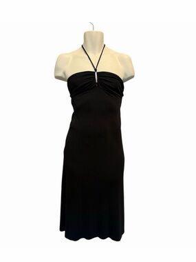 IRO Black Strapless Halter-Accent Midi Dress